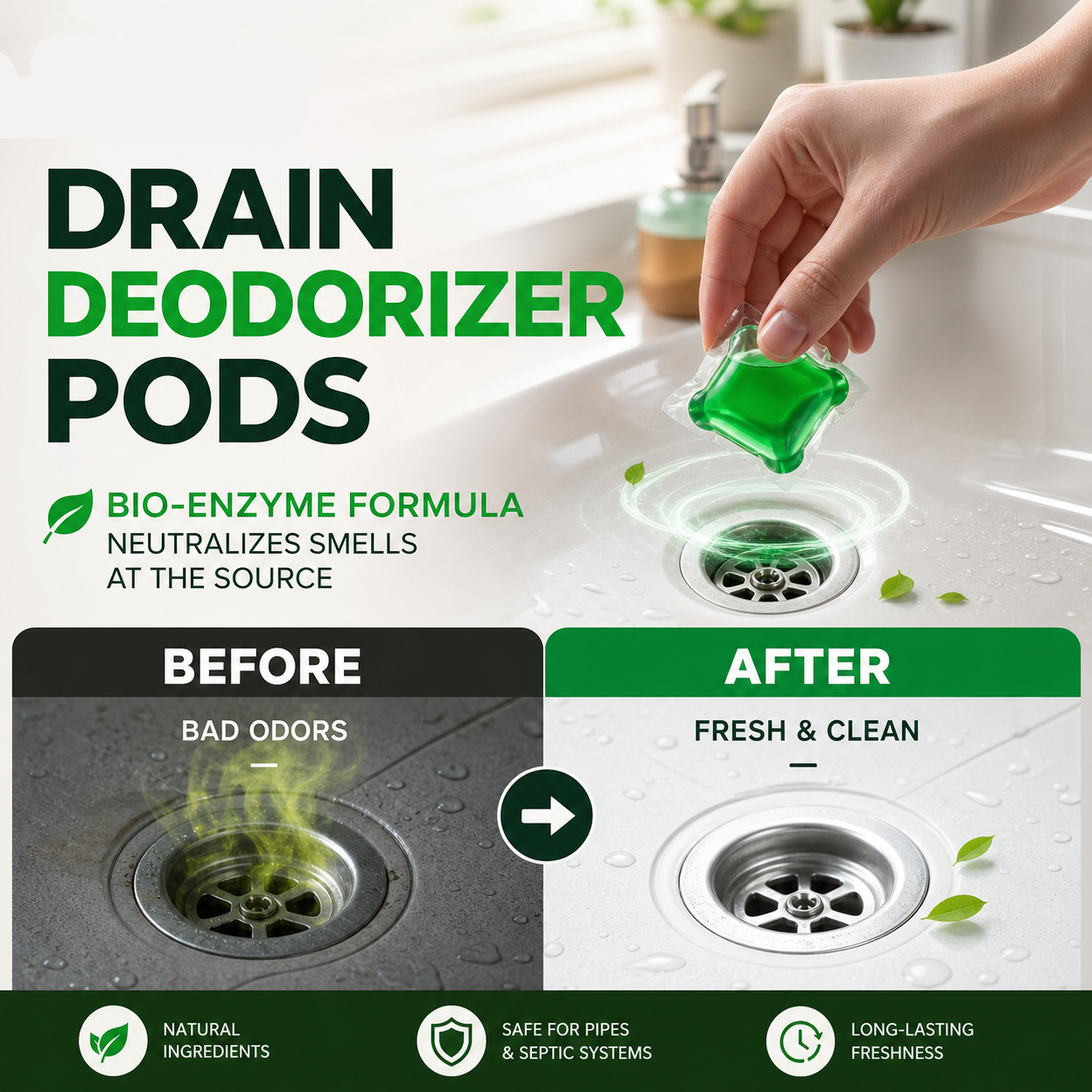 DrainFresh – Bio-Enzyme Drain Cleaning Pods