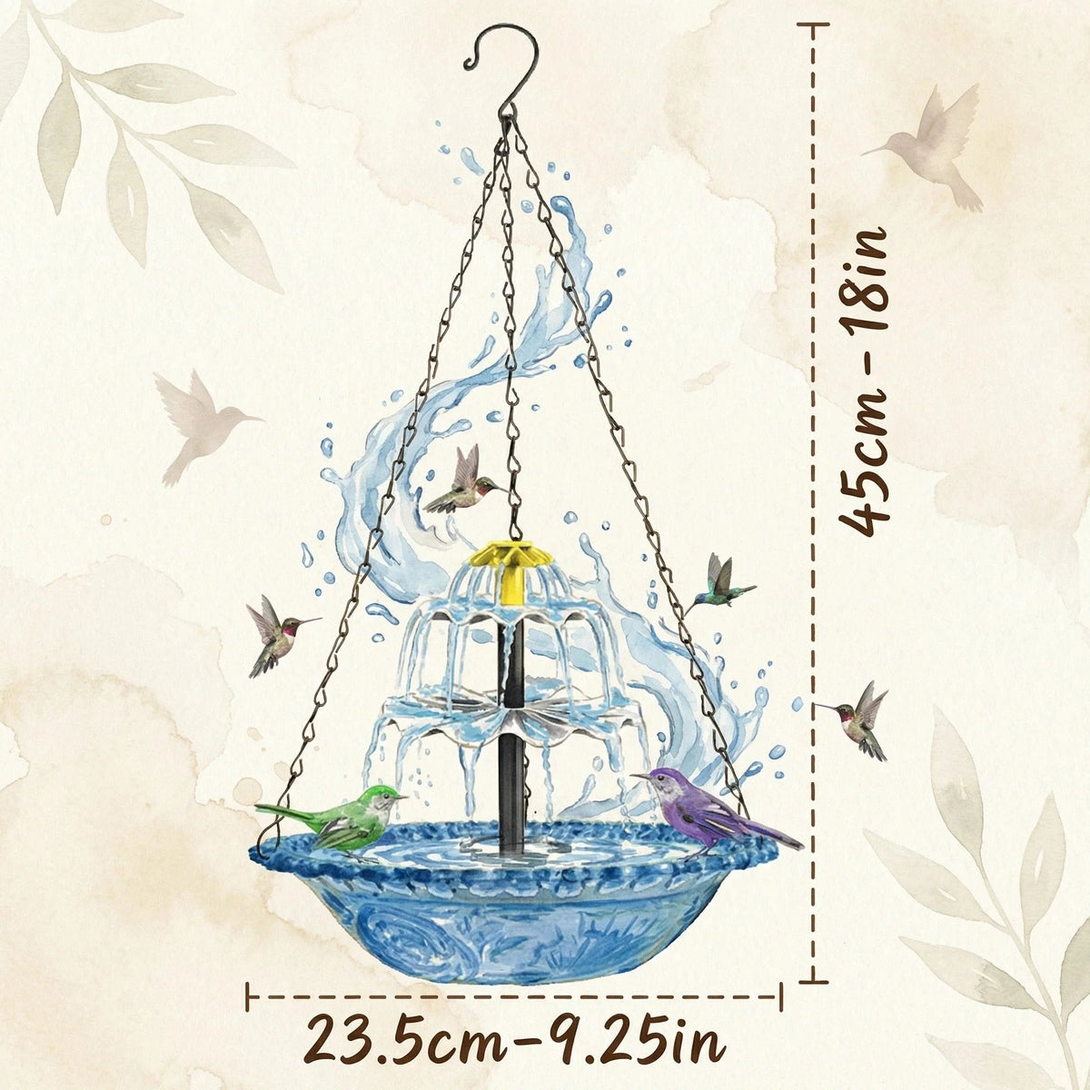 BirdOasis – Solar Hanging Cascade Fountain