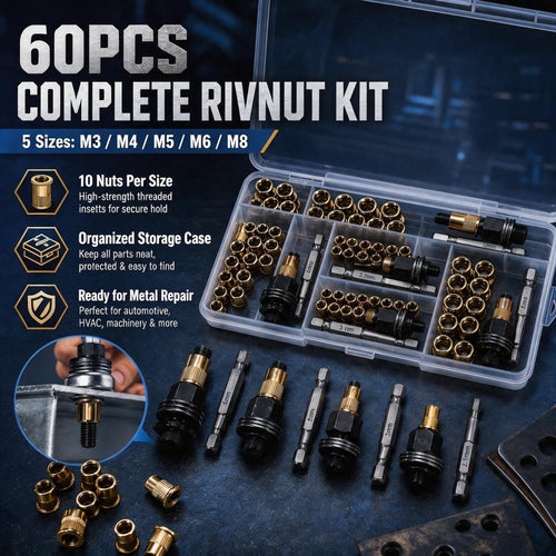 RivetPro – 60-Piece Carbon Steel Rivet Nut Set