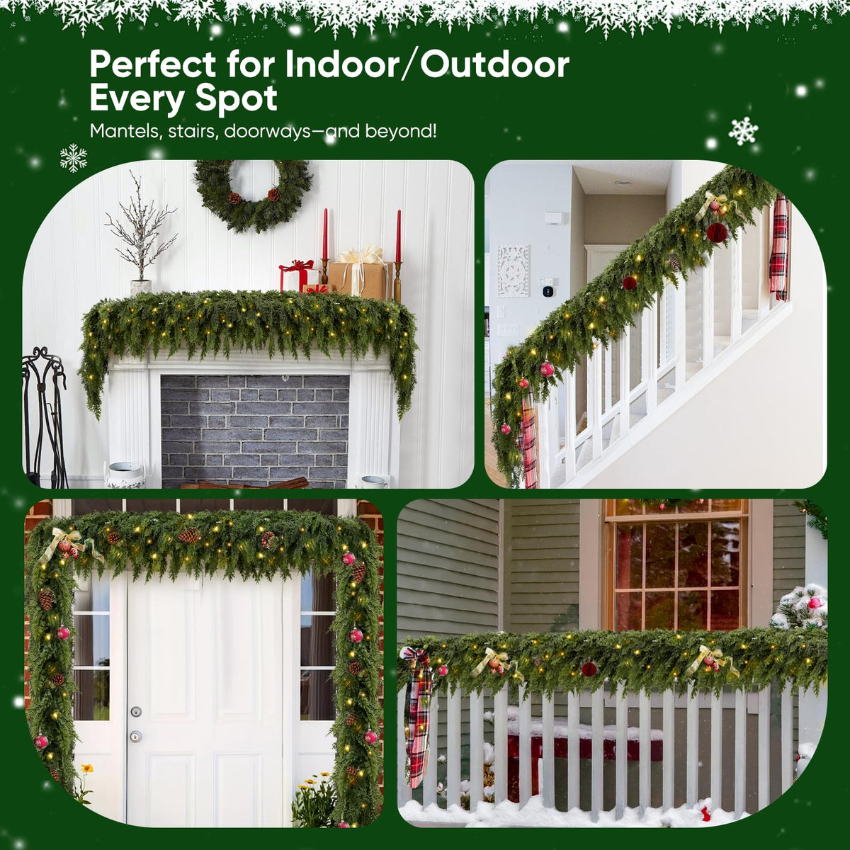 CedarCharm – Lush Pre-Lit Christmas Garland