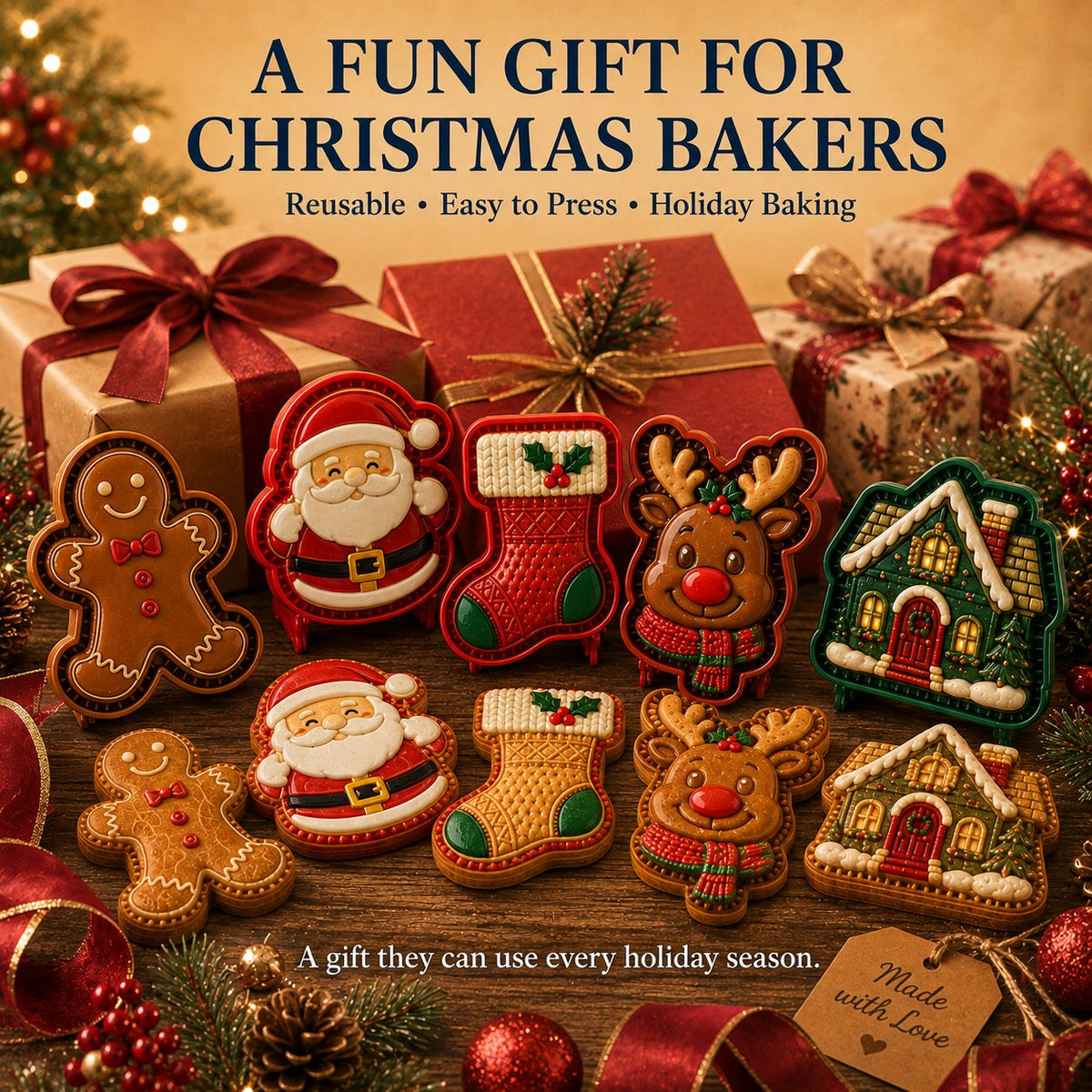 JollyBake – 16-Design Holiday Pie Mold Set