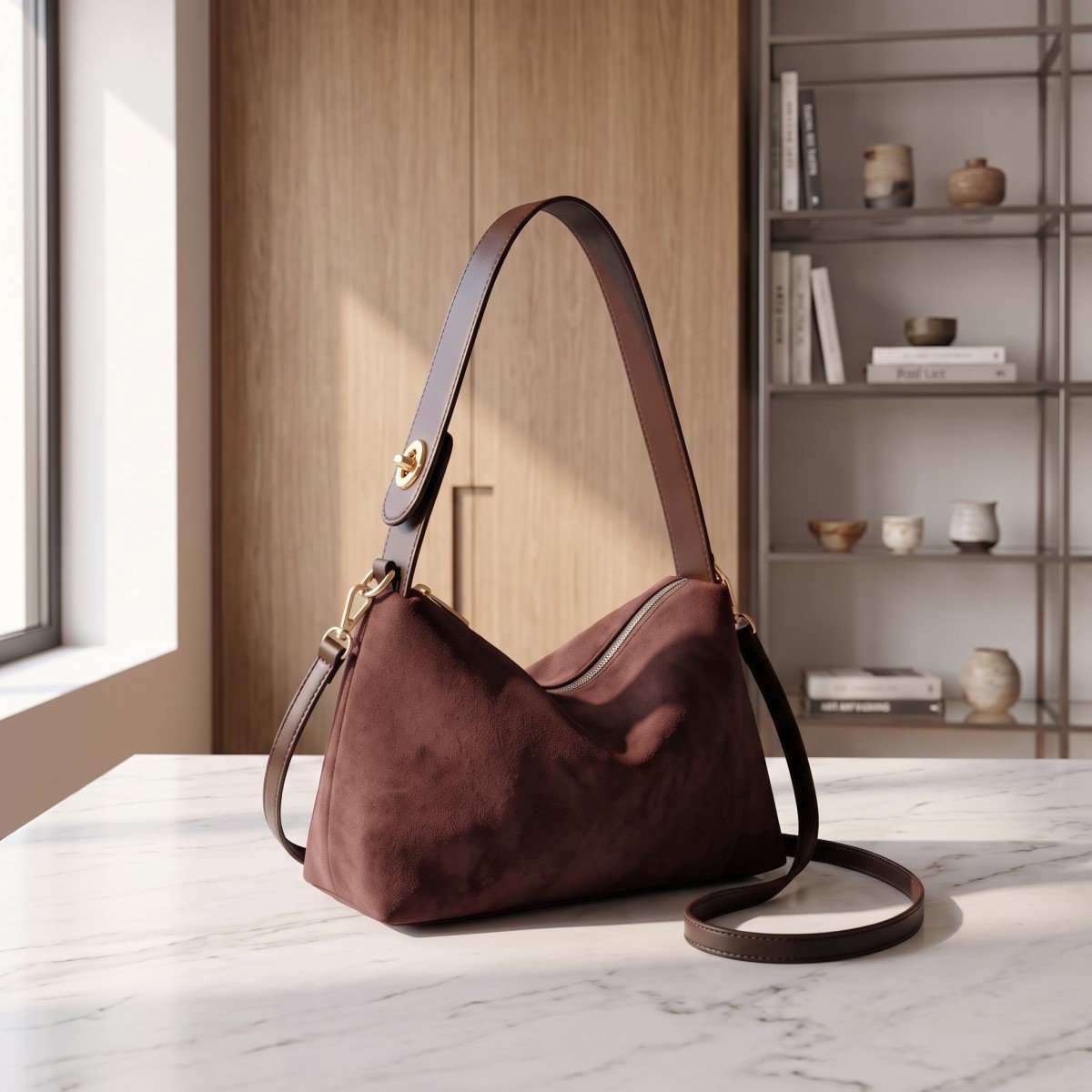Vintara – Women’s Timeless Suede Boston Bag