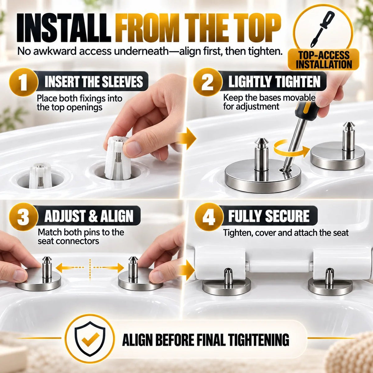 BoltOra – Top-Fix Toilet Seat Hinge Replacement Kit