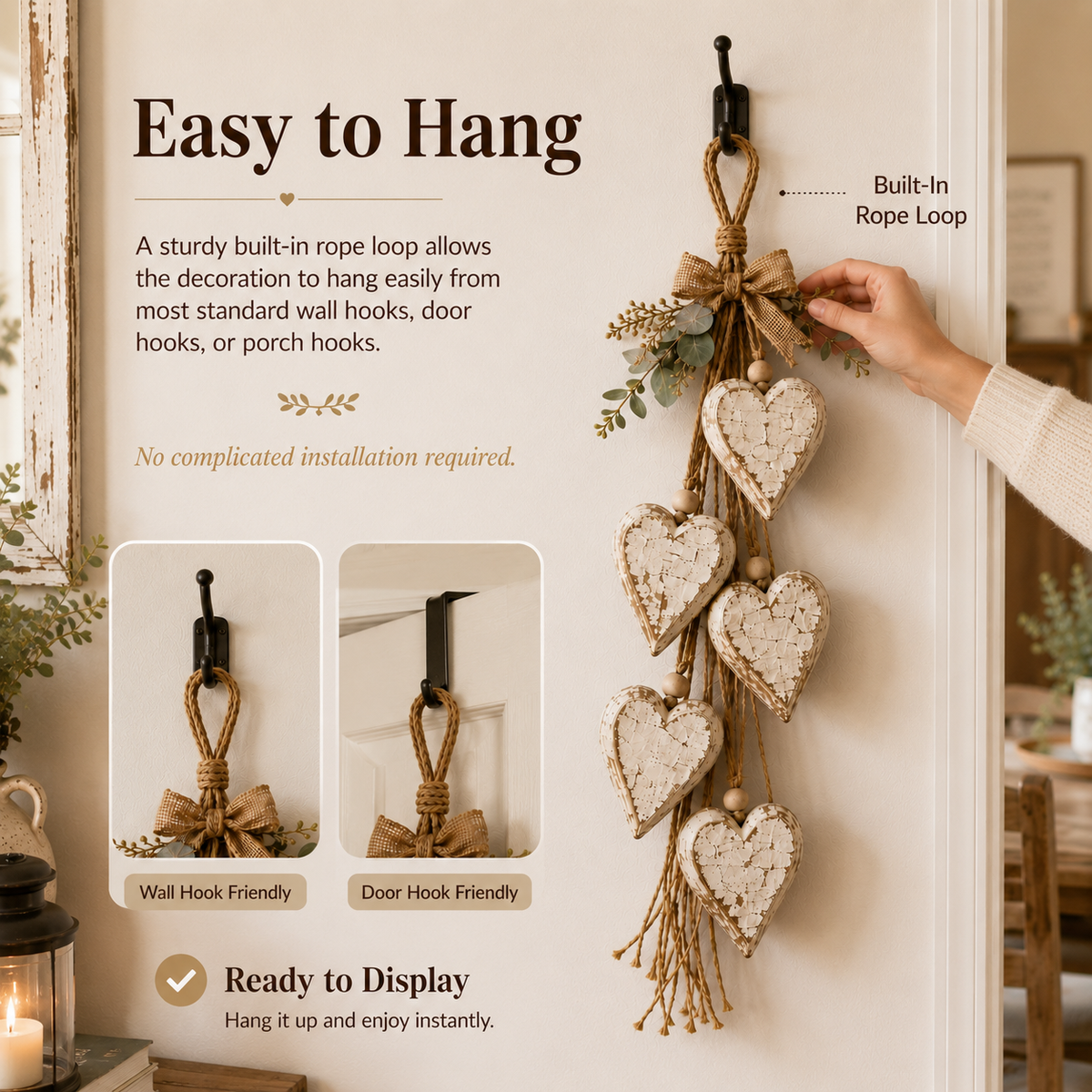 HeartHaven – Rustic Hanging Heart Wall Decor