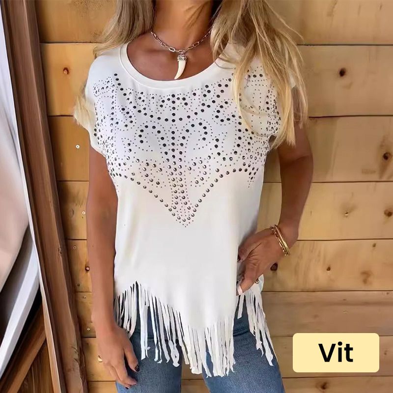 ElaraGrace – Radiant Frayed Hem T-Shirt