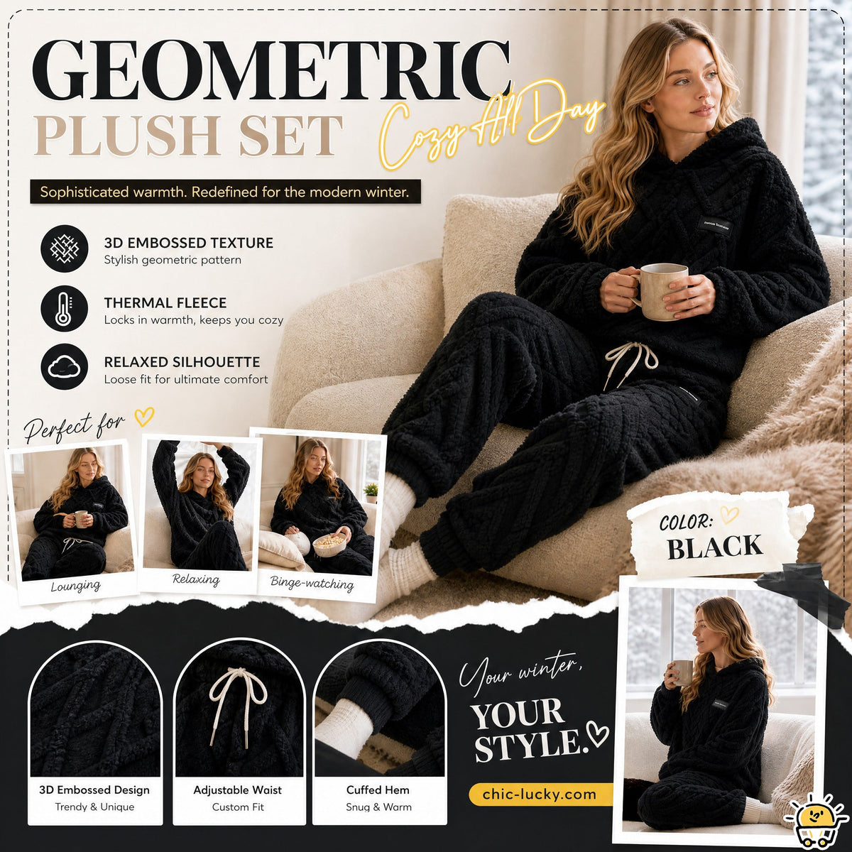 WinterLoom – 3D Geometric Plush Comfort Set