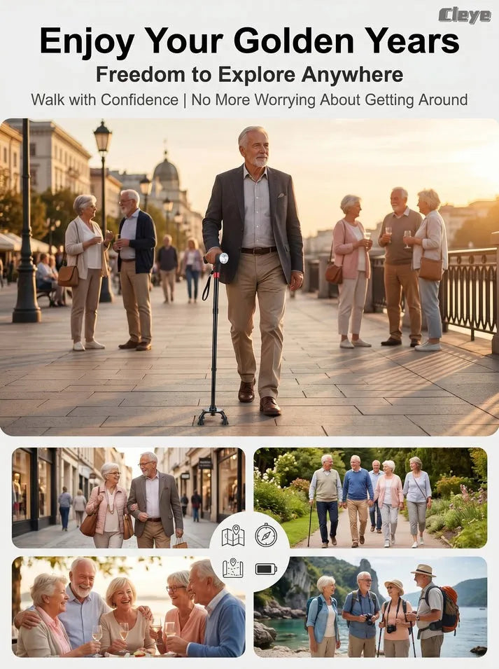 SafeStride – Smart Foldable Senior Walking Cane
