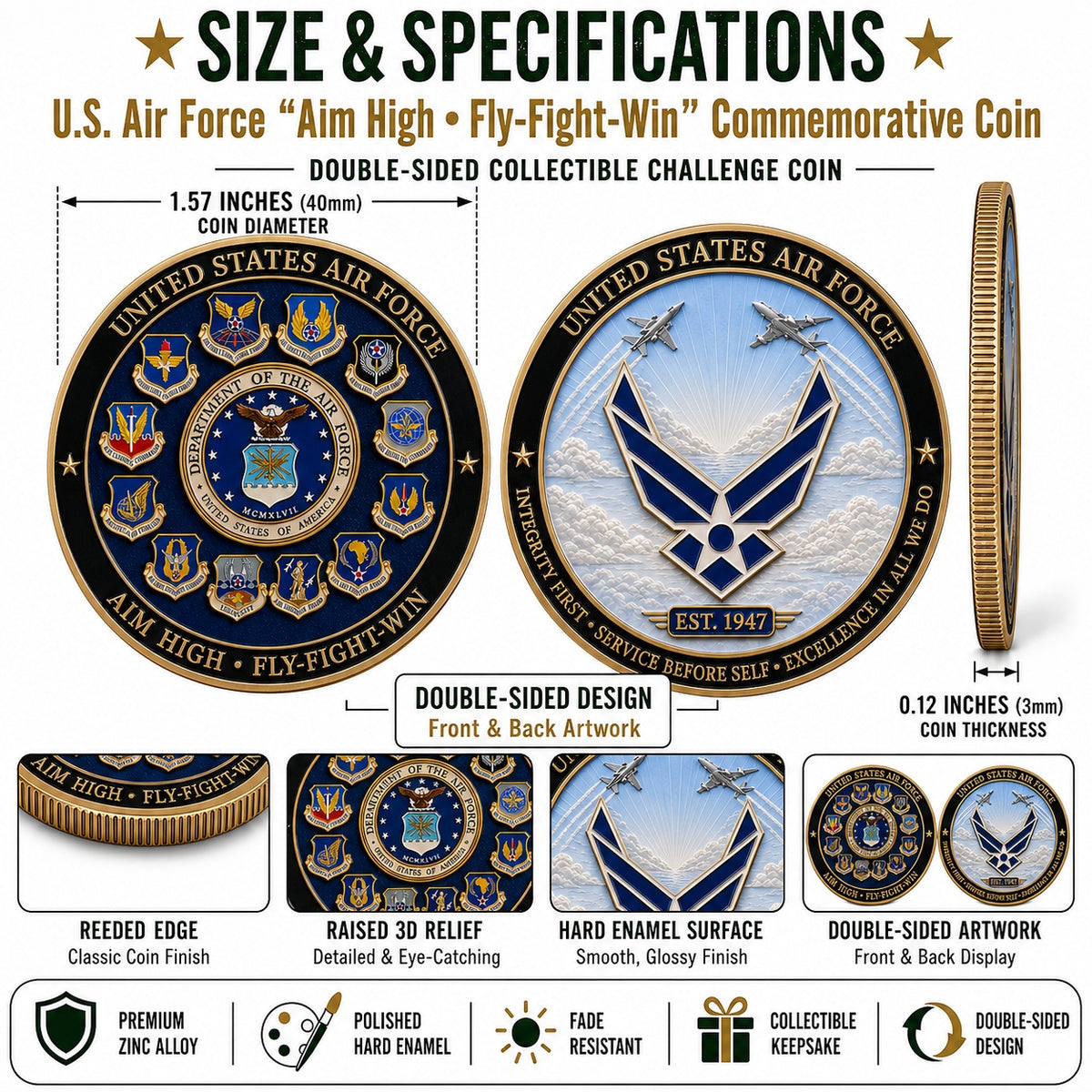✈️U.S. Air Force “Aim High • Fly-Fight-Win” Commemorative Coin