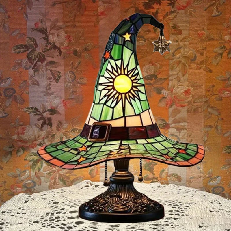 MysticGlow – Witch Hat Stained Glass Night Light
