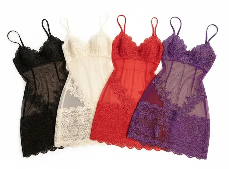 VelvetMoon – Feminine Lace & Mesh Sleepwear Set