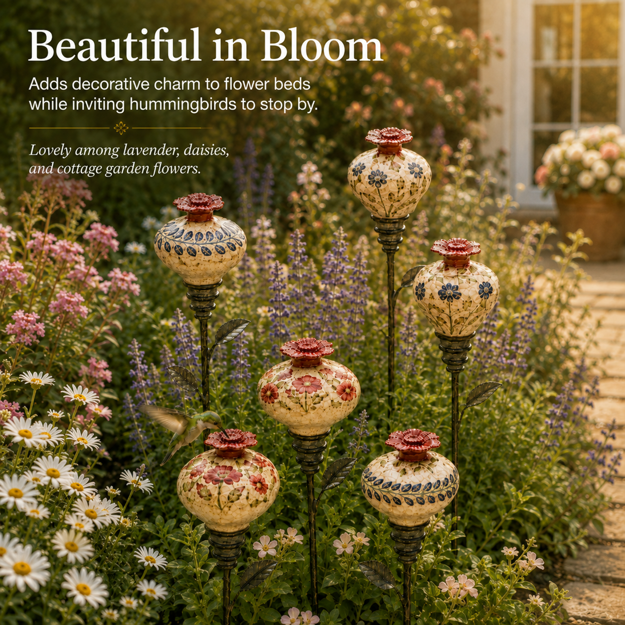 HummingbirdHaven – Retro Floral Garden Feeder