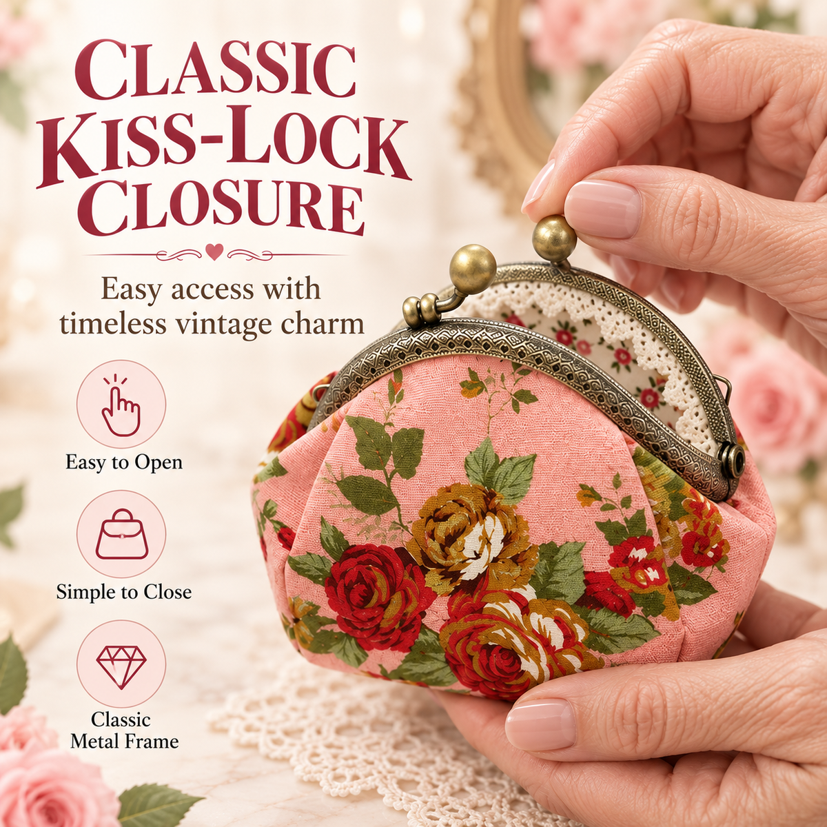 BloomBelle – Vintage Floral Mini Purse