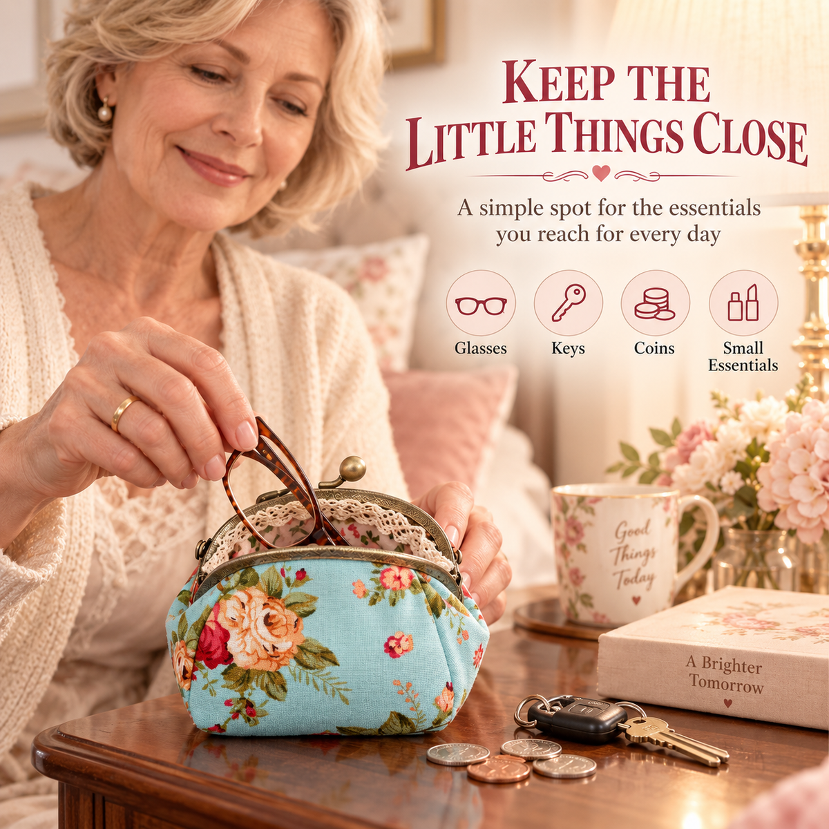 BloomBelle – Vintage Floral Mini Purse