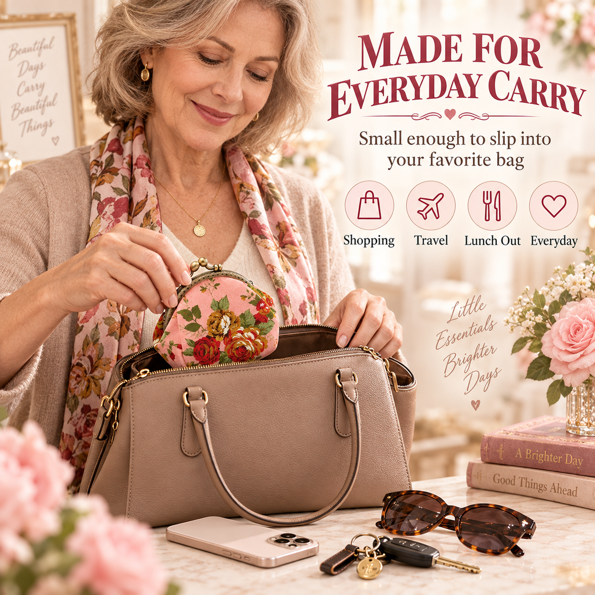 BloomBelle – Vintage Floral Mini Purse