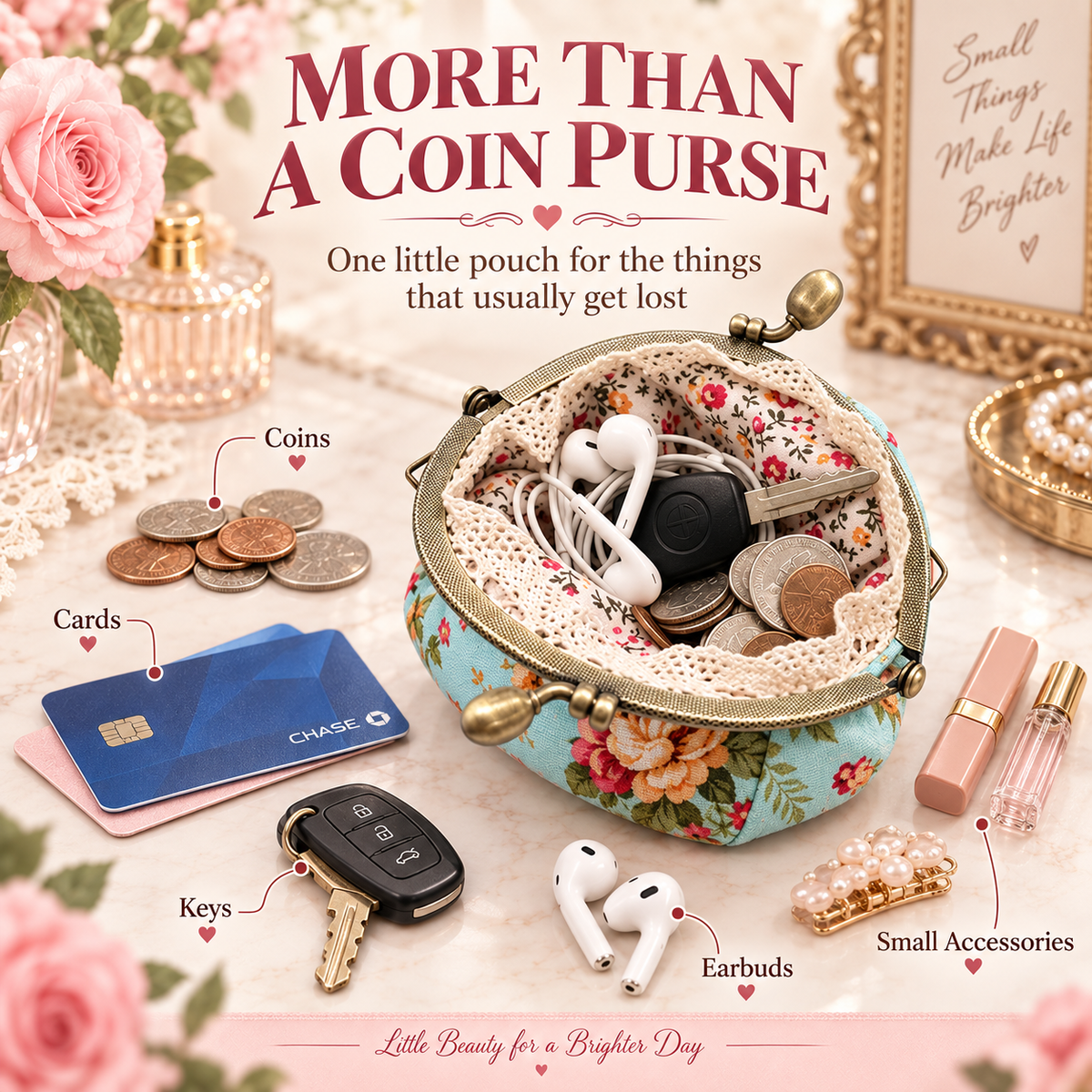 BloomBelle – Vintage Floral Mini Purse