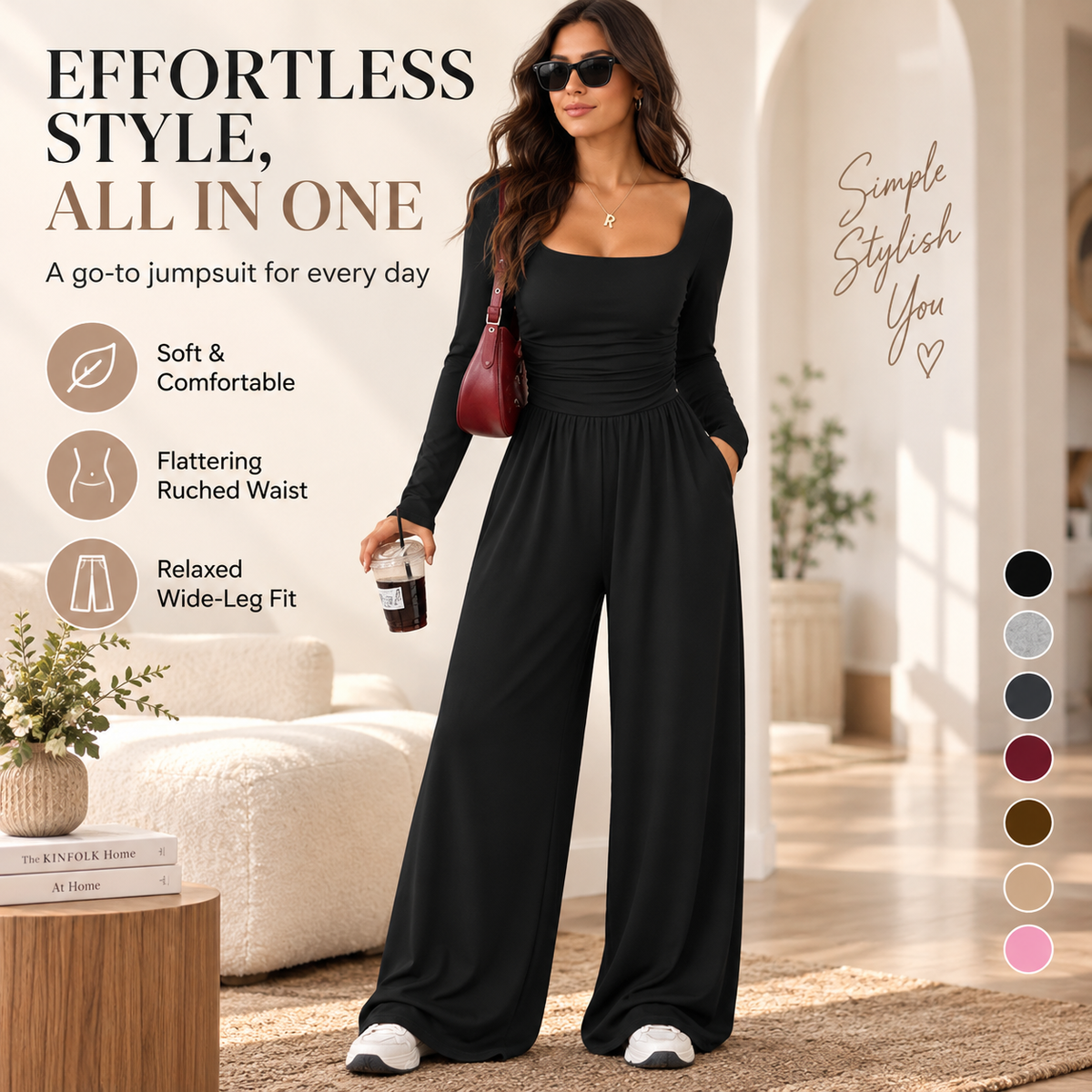LunaBelle – Women’s Square-Neck Jumpsuit