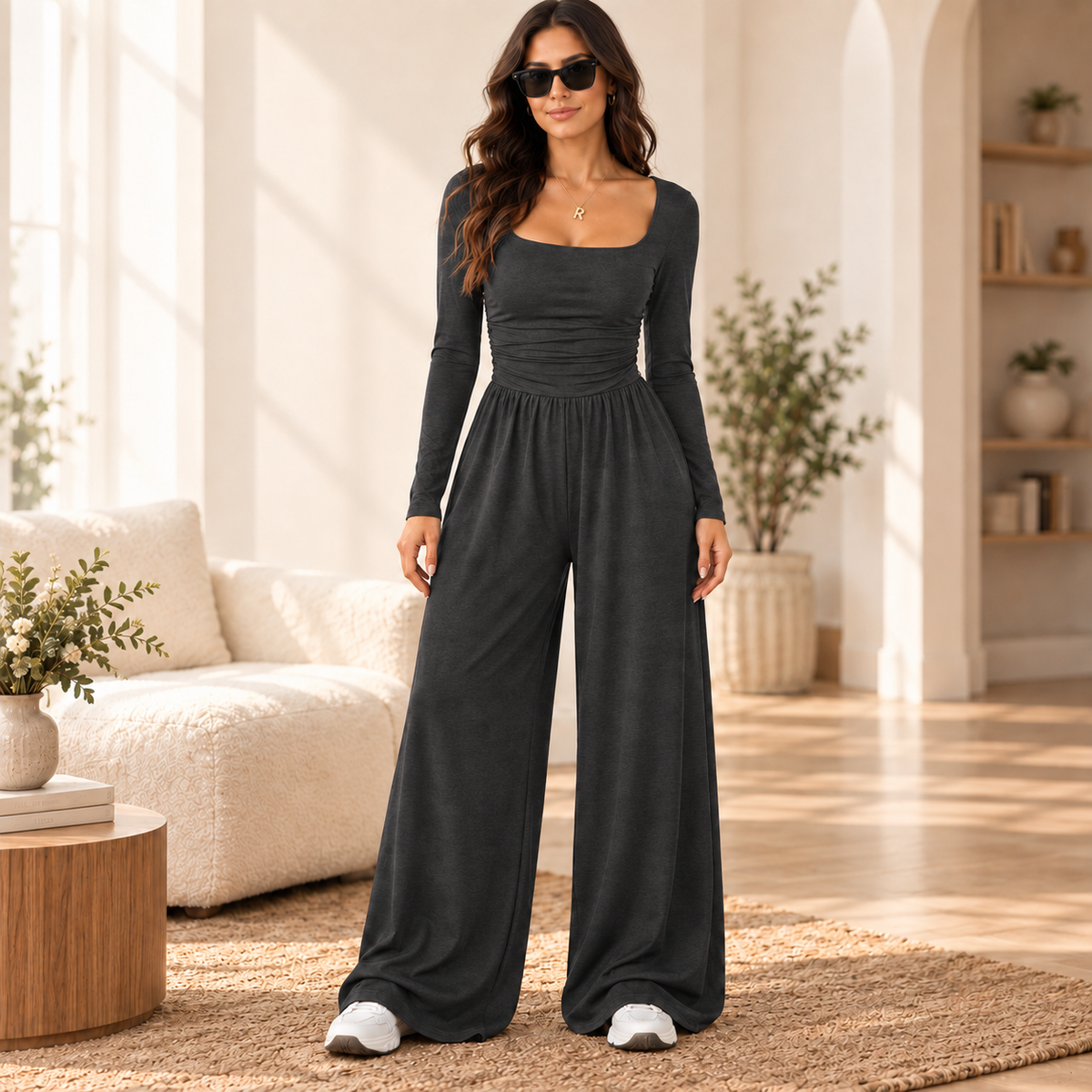 LunaBelle – Women’s Square-Neck Jumpsuit