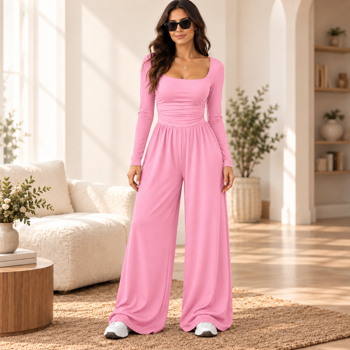 LunaBelle – Women’s Square-Neck Jumpsuit