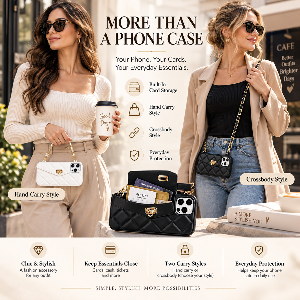 Glamora – Quilted Crossbody Phone Case