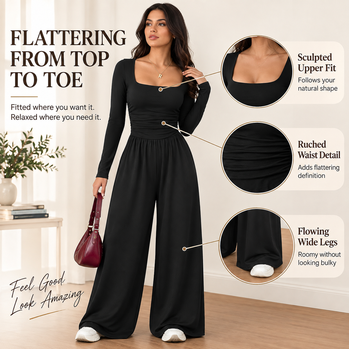 LunaBelle – Women’s Square-Neck Jumpsuit