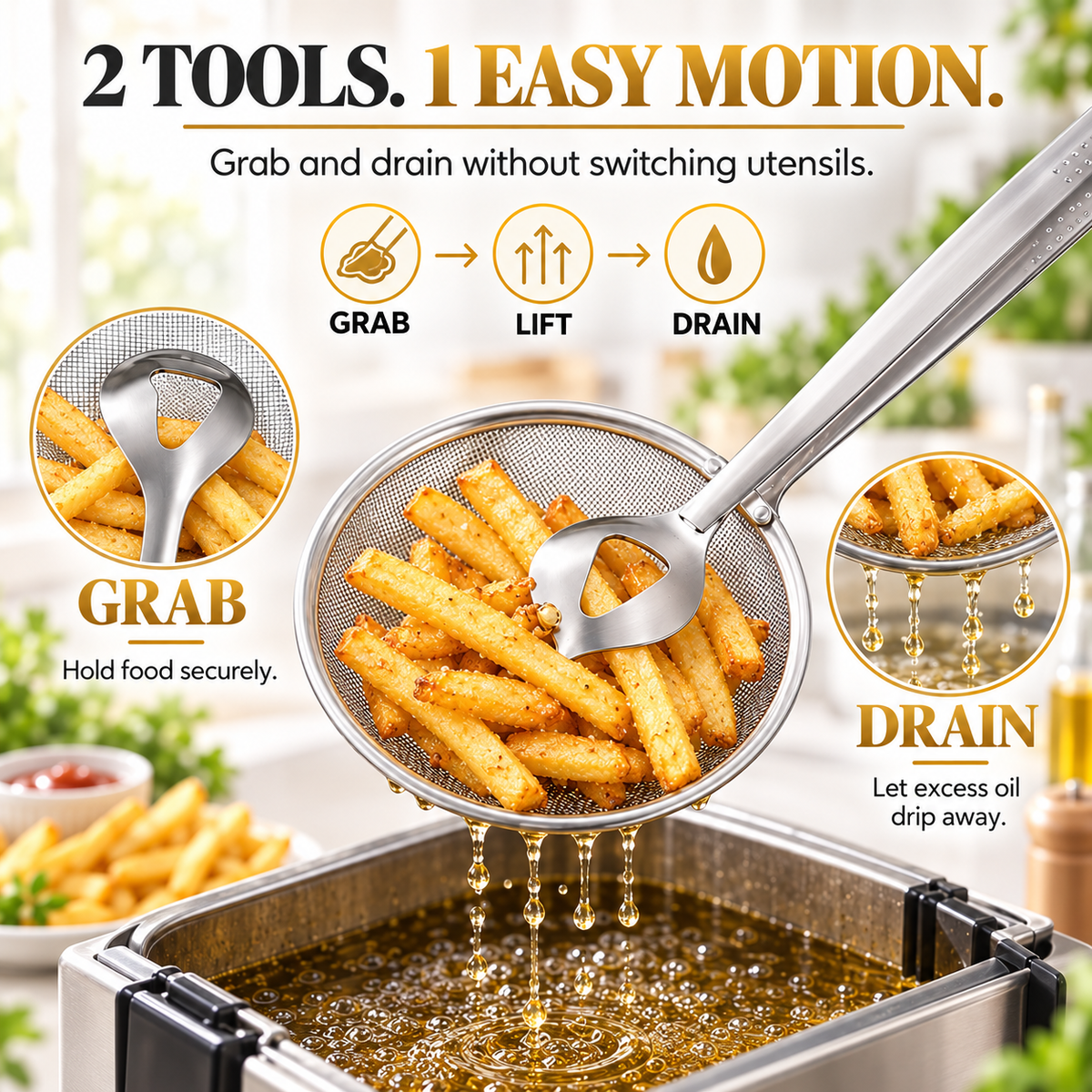 CrispCatch – 2-in-1 Frying Food Drainer