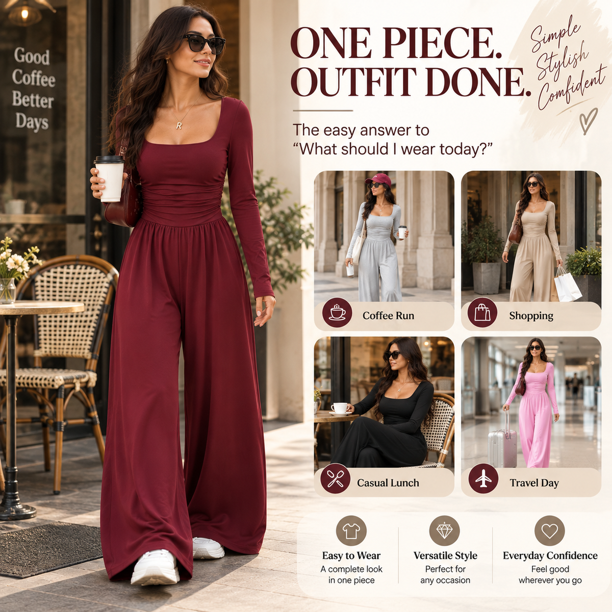 LunaBelle – Women’s Square-Neck Jumpsuit