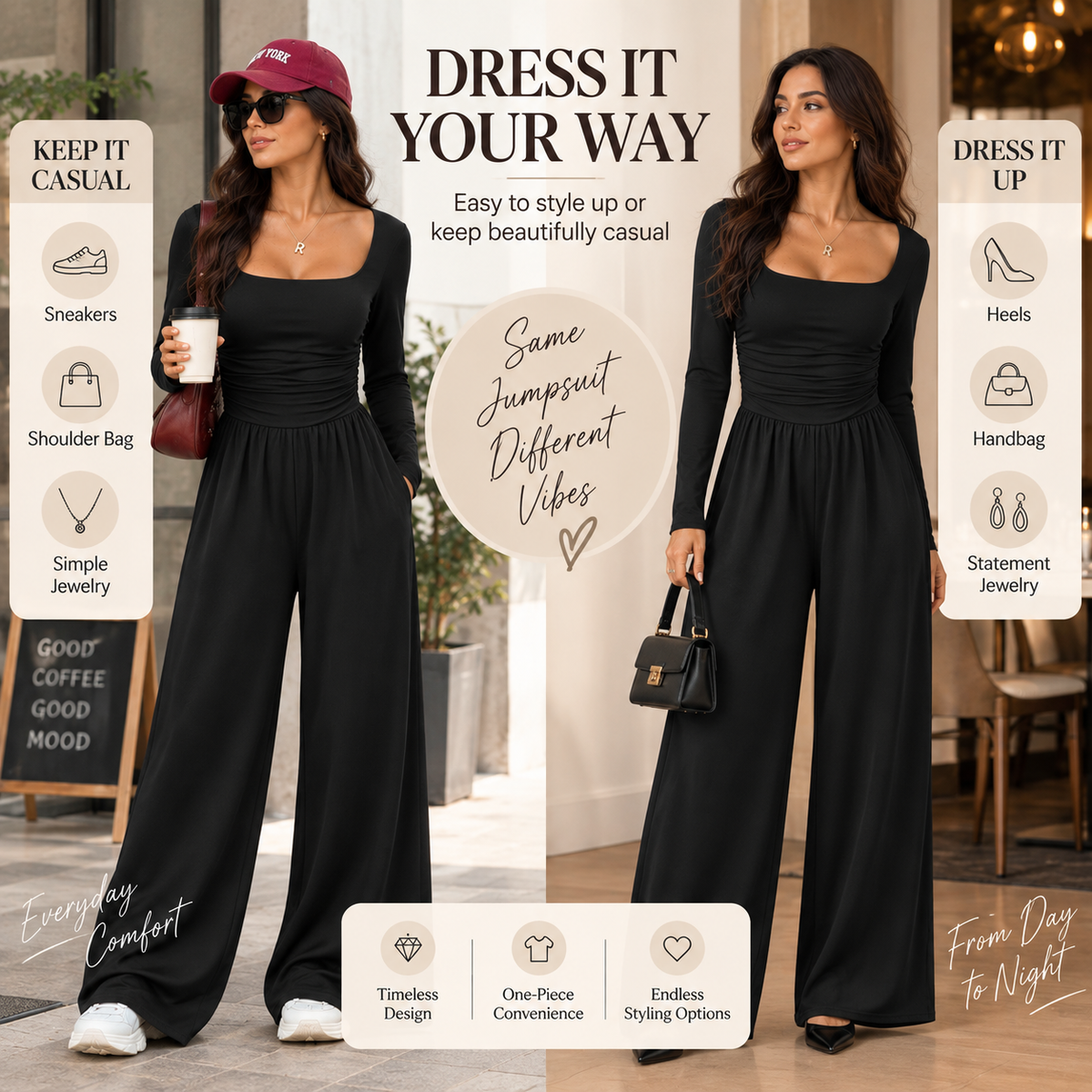 LunaBelle – Women’s Square-Neck Jumpsuit