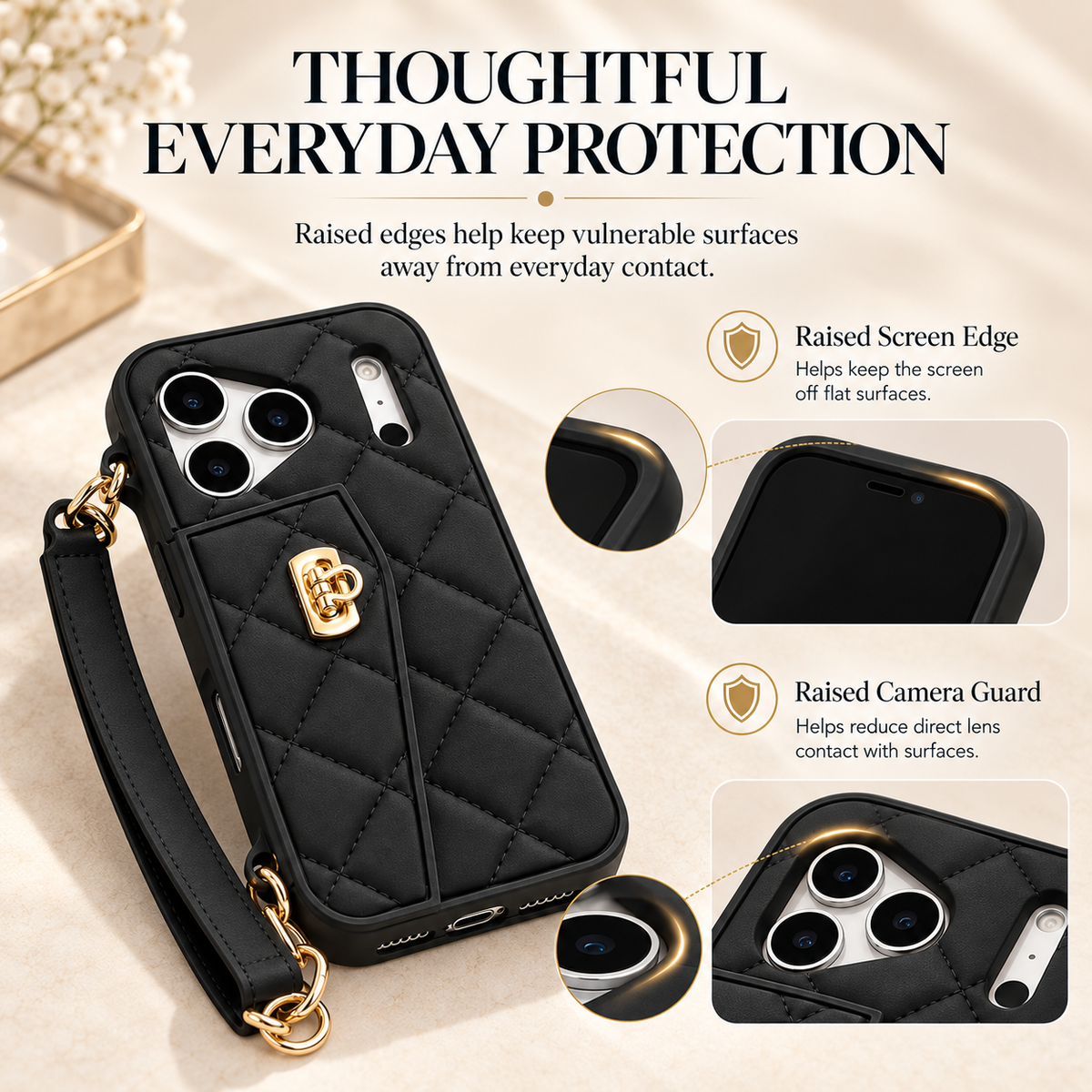 Glamora – Quilted Crossbody Phone Case