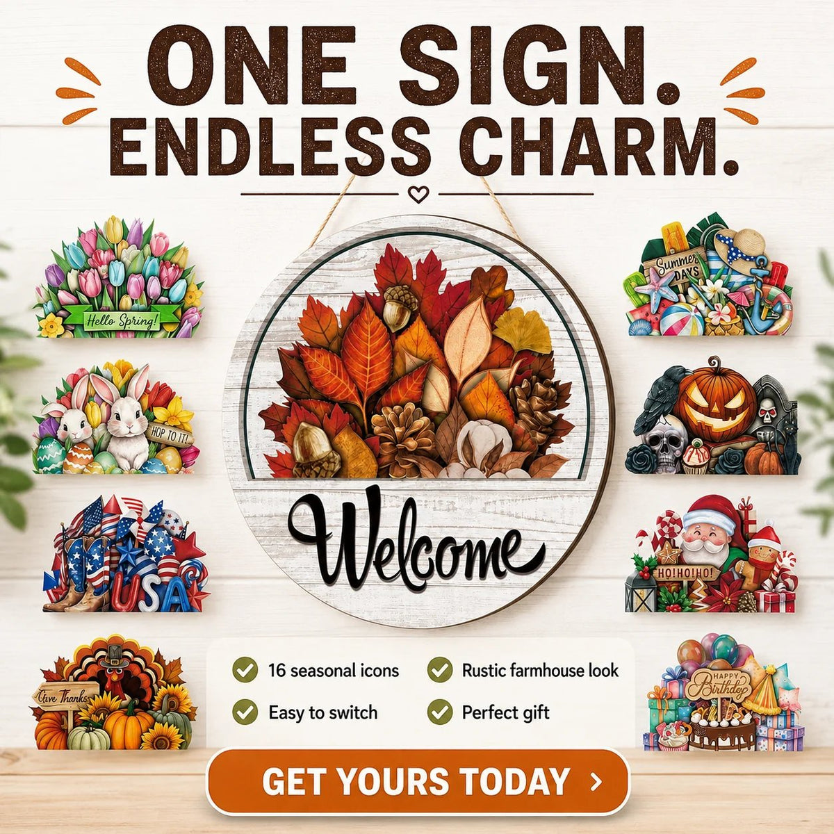 HomeHello – Interchangeable Farmhouse Door Sign