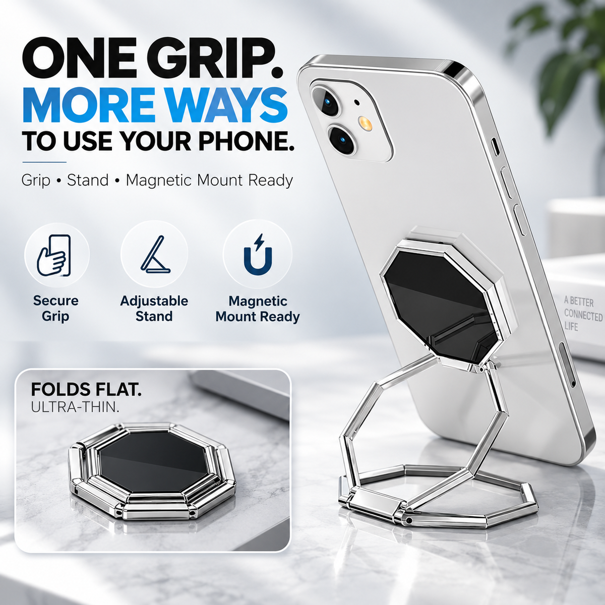 VeloPivot – 360° Rotating Foldable Phone Ring Stand