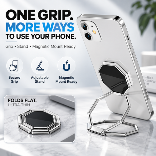 VeloPivot – 360° Rotating Foldable Phone Ring Stand