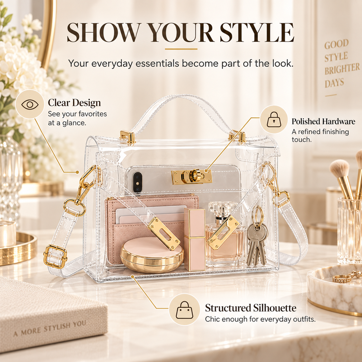 LuCentra – Clear 3-Way Carry Handbag