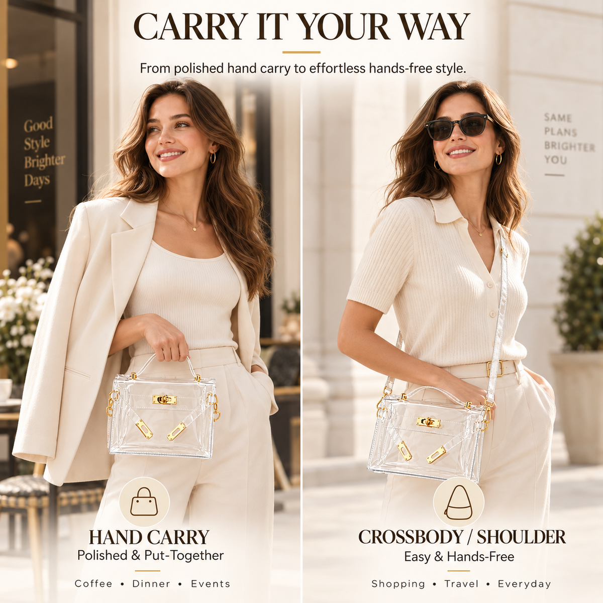 LuCentra – Clear 3-Way Carry Handbag