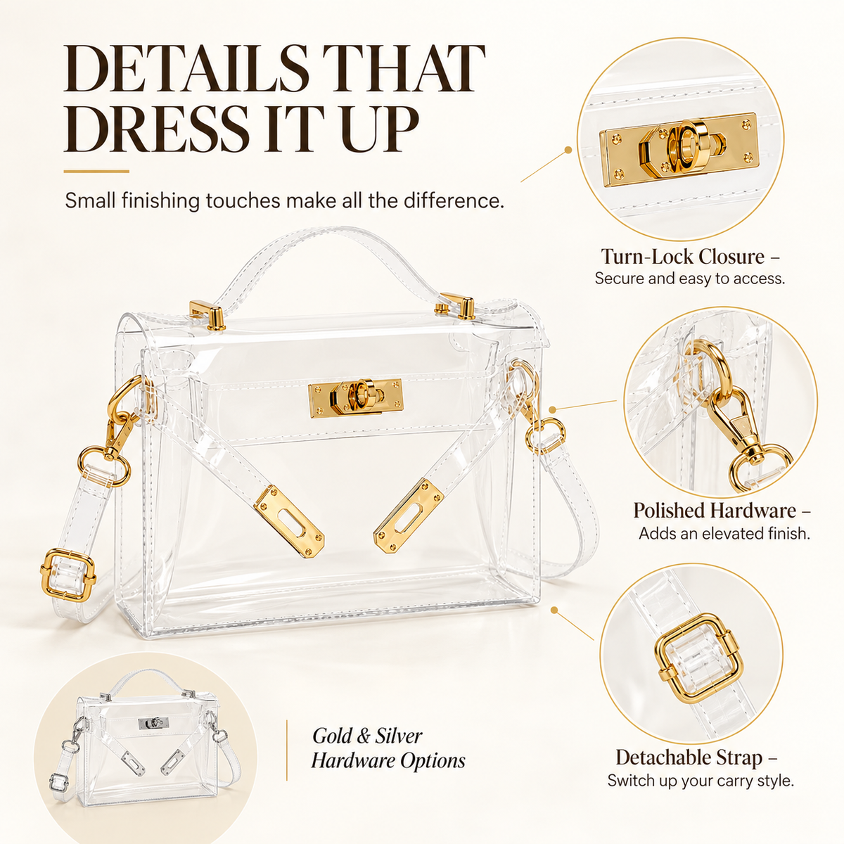 LuCentra – Clear 3-Way Carry Handbag