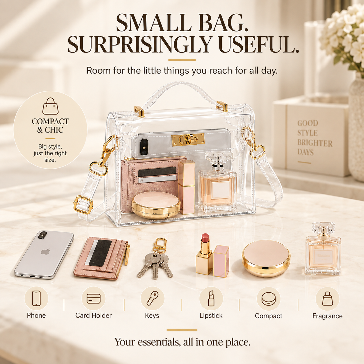 LuCentra – Clear 3-Way Carry Handbag