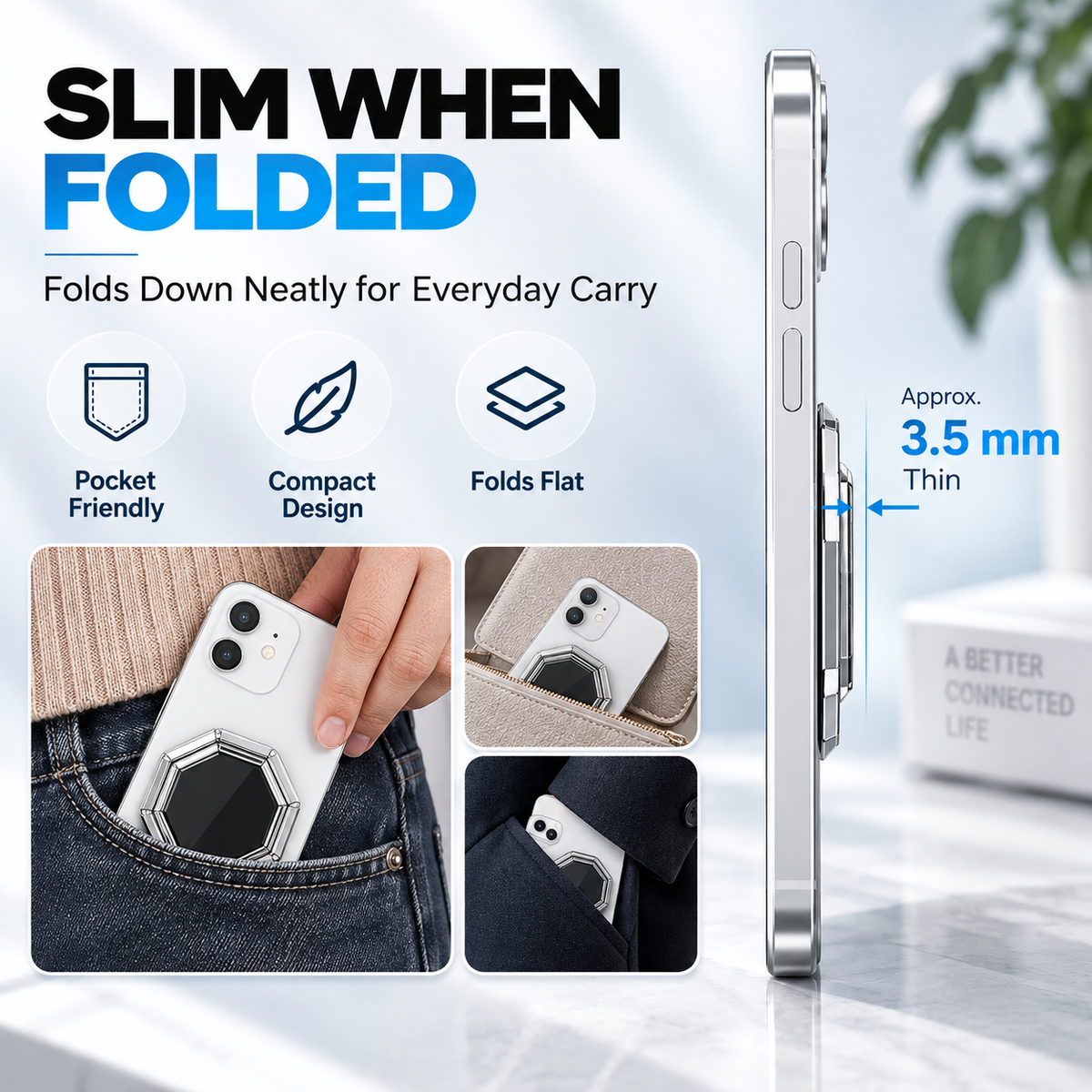 VeloPivot – 360° Rotating Foldable Phone Ring Stand
