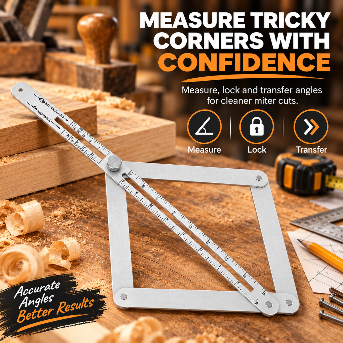 AngleCraft – Adjustable Corner Angle Finder & Miter Tool