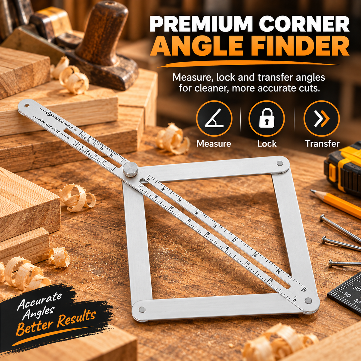 AngleCraft – Adjustable Corner Angle Finder & Miter Tool