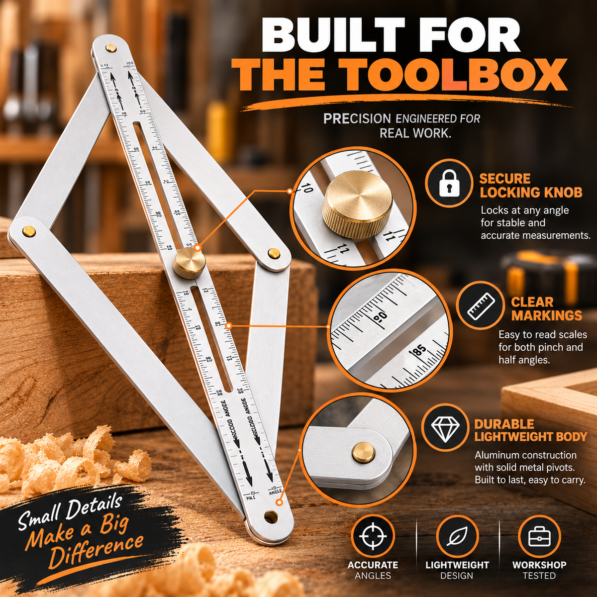 AngleCraft – Adjustable Corner Angle Finder & Miter Tool