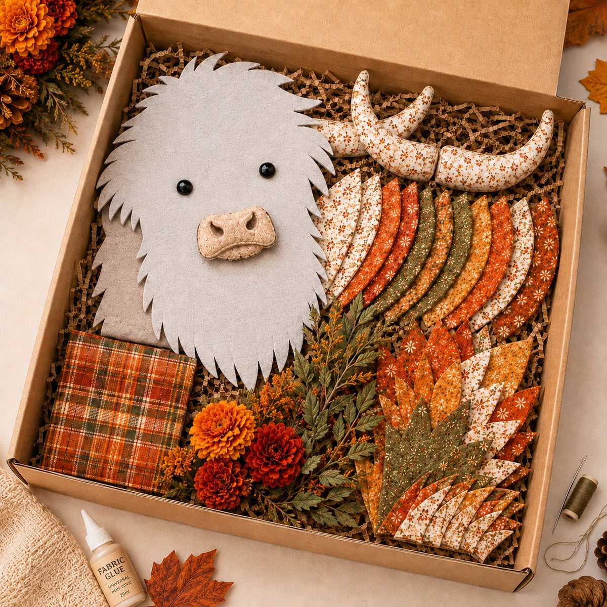 FloralMoo – 3D Highland Cow Fabric Art Kit