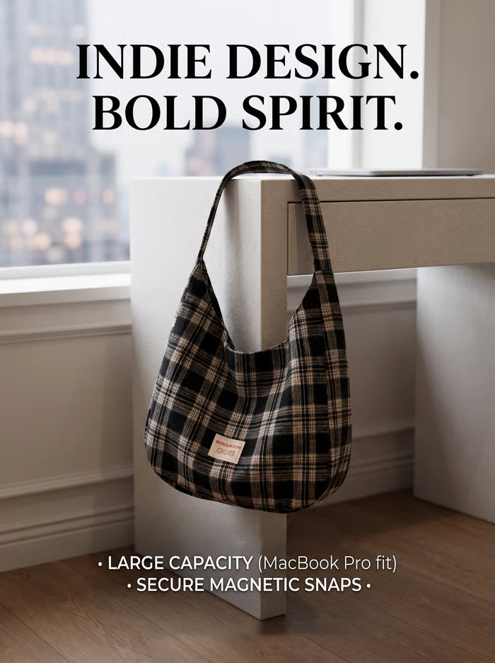 PlaidOra – Vintage Plaid Canvas 3-Way Carry Tote Bag