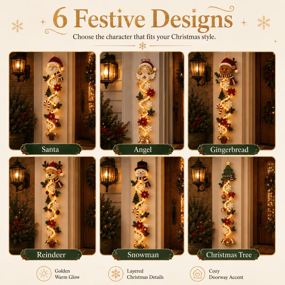MerryGlow – Cascading Christmas Lighted Door Hanger