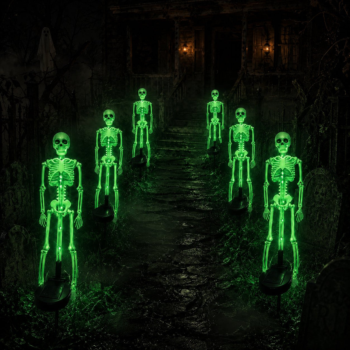 HauntedGlow – Purple Skeleton Solar Yard Stake