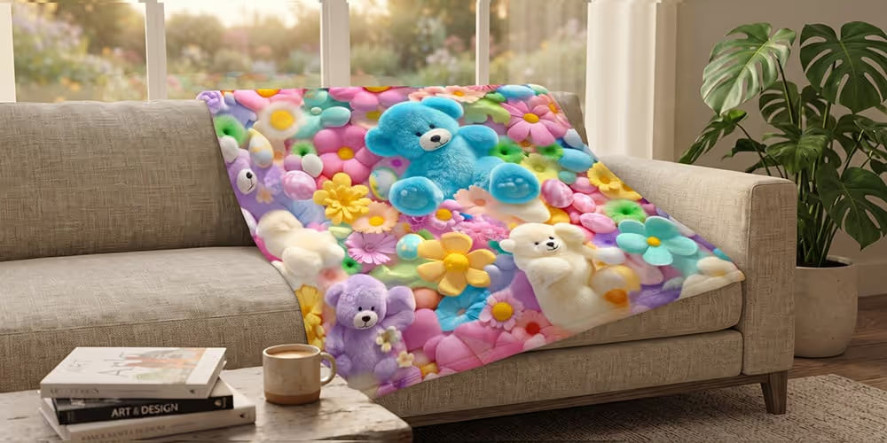 VelvetCloud – Cute Plush 3D Floral Throw Blanket