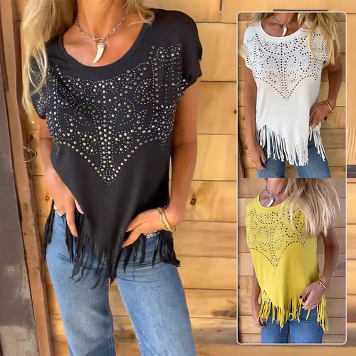 ElaraGrace – Radiant Frayed Hem T-Shirt