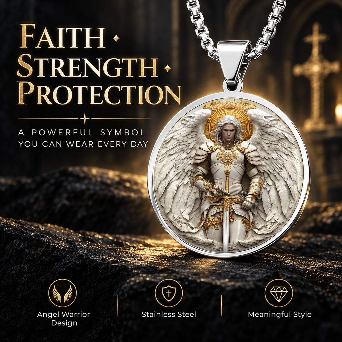 GuardianSoul – Angel Warrior Men’s Necklace