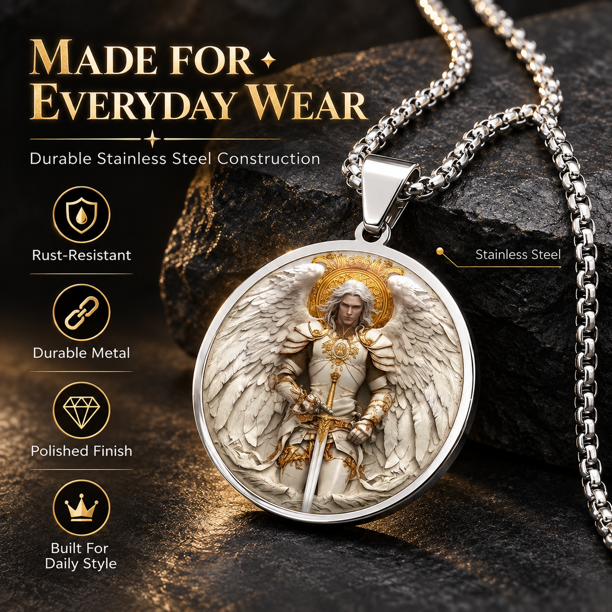 GuardianSoul – Angel Warrior Men’s Necklace