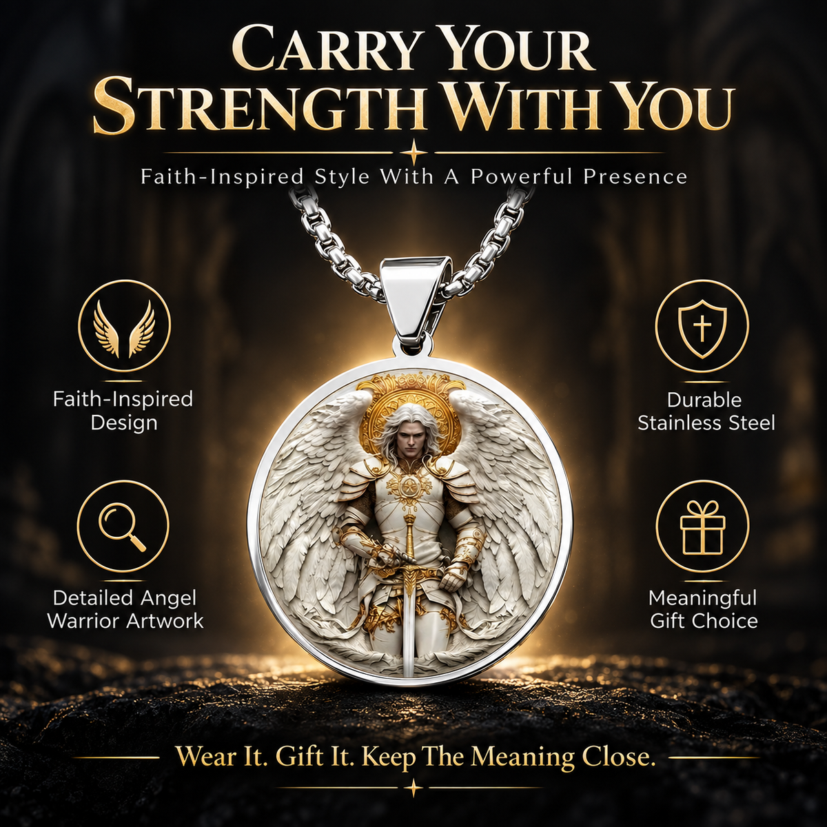 GuardianSoul – Angel Warrior Men’s Necklace