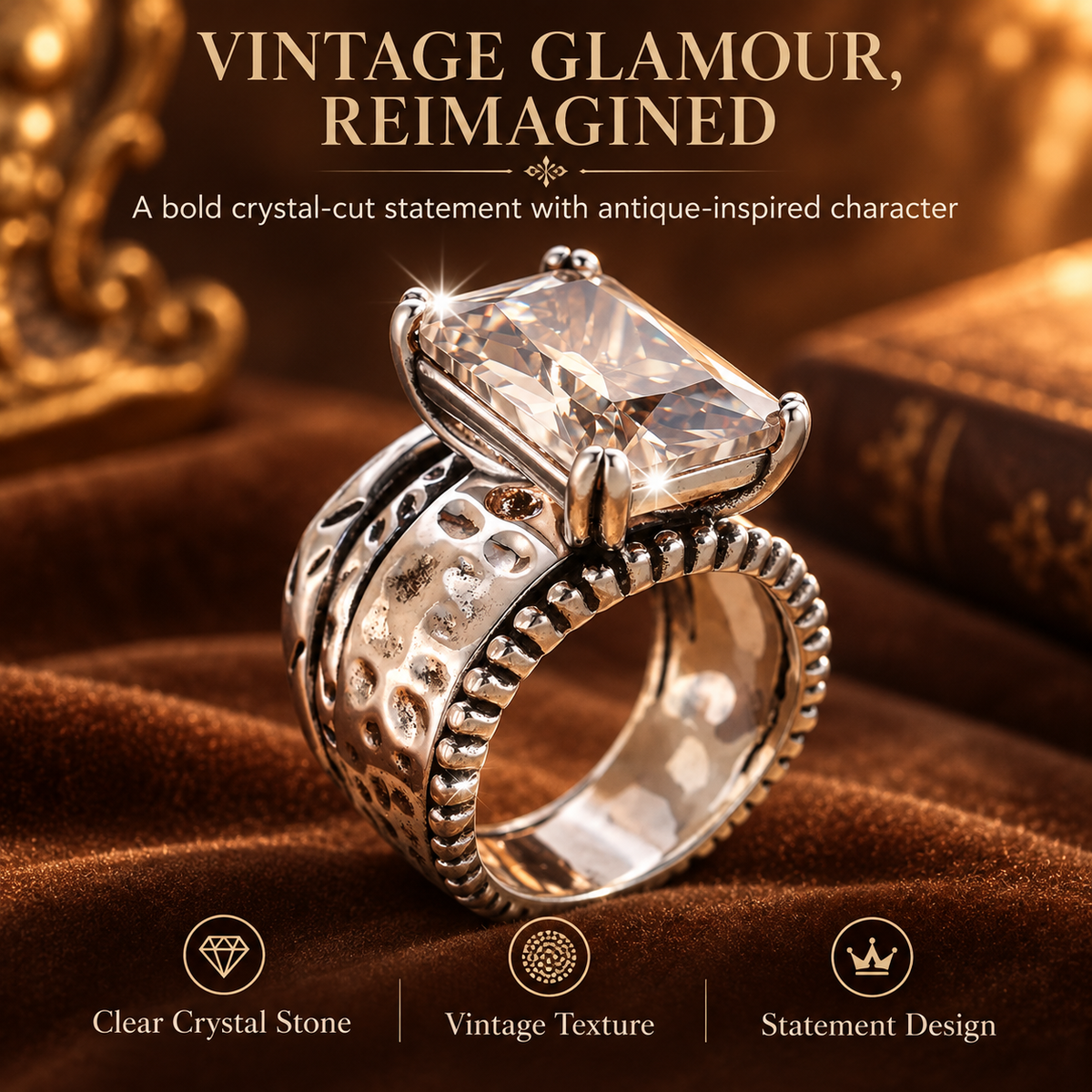 VelvetGleam – Vintage-Inspired Statement Ring
