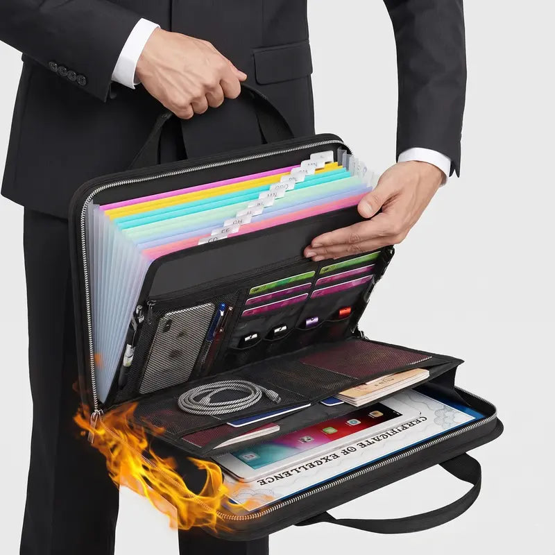 EmberVault – Fire-Resistant A4 Document Organizer Bag